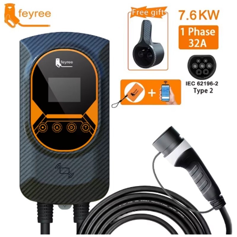 FeyRee EV Charger Type2 Cable 32A 7.6kW Dynamic Load Balancing EVSE Wallbox