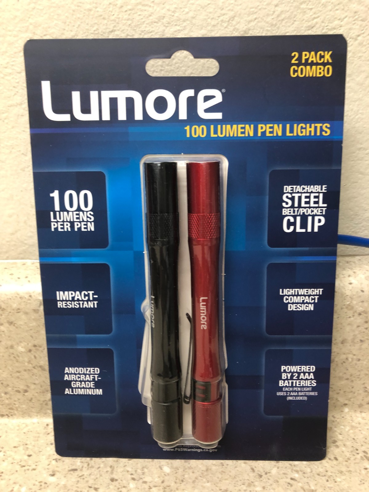 Lumore 100 lm Black/Red LED Pen Light AAA Battery