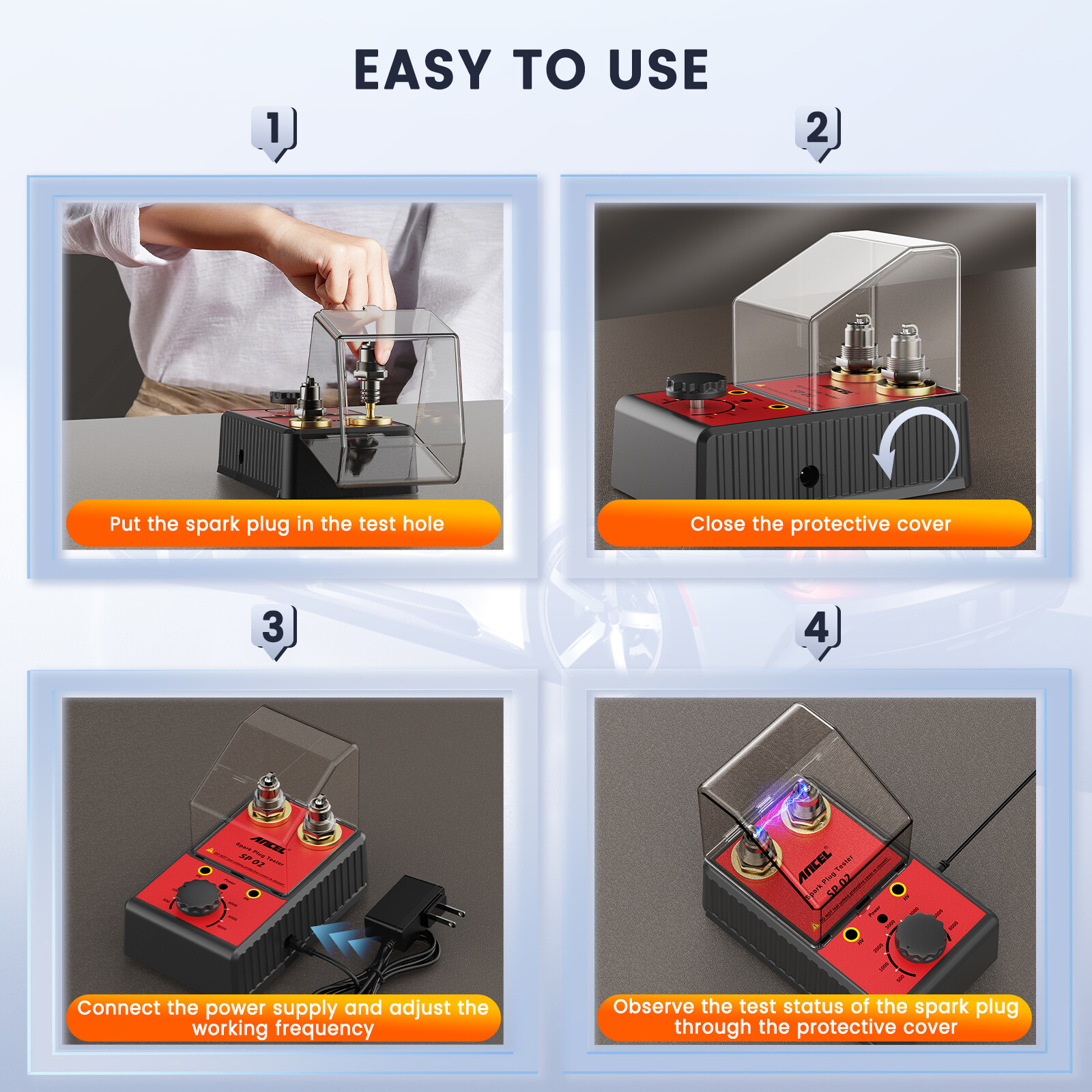 Spark Plug Tester 12V Car Ignition Analyzer Dual Hole Diagnostic Tool Gasoline