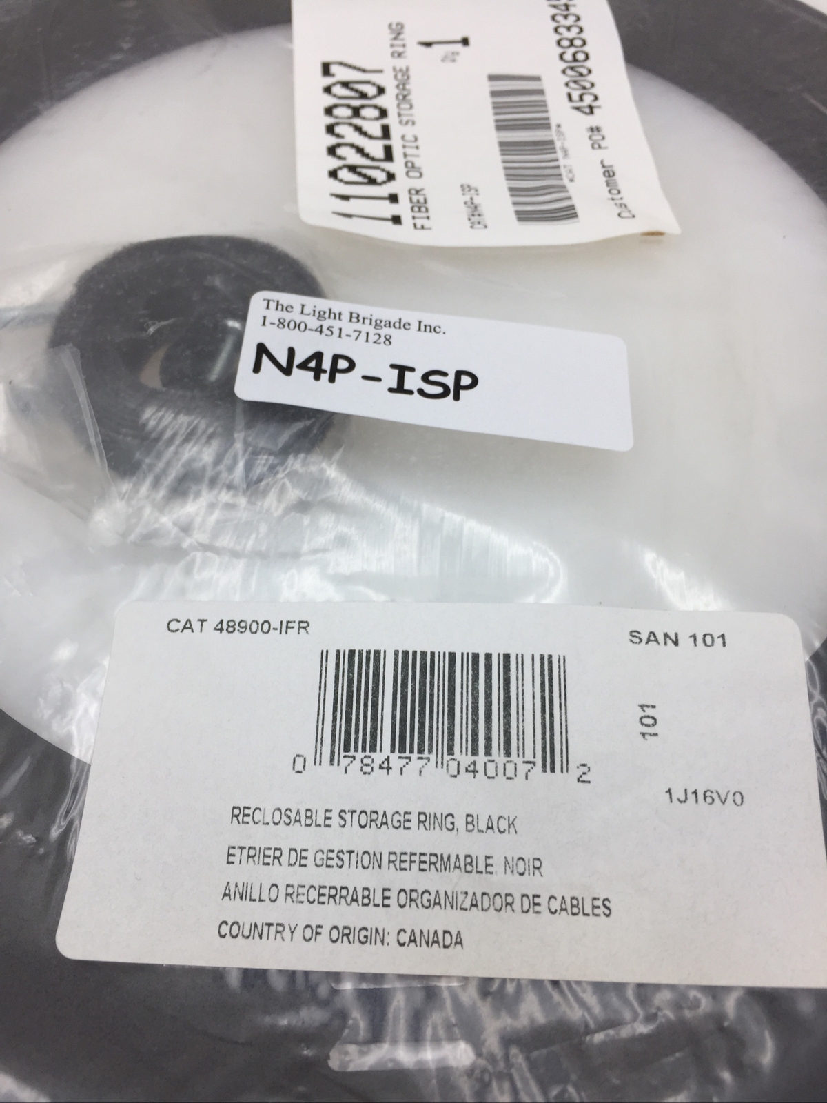 Leviton Cat 48900-IFR Fiber Optic Storage Ring 12in Diameter