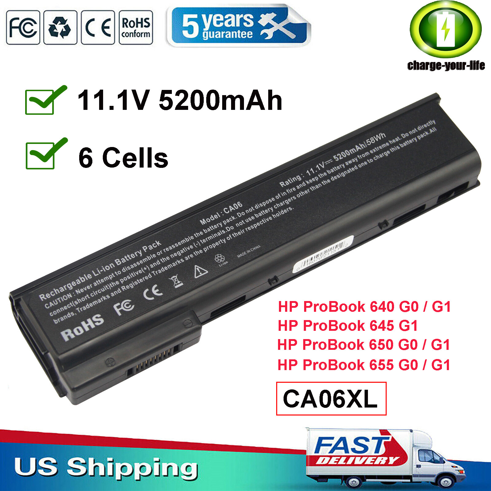 Battery CA06 for HP ProBook 640 645 650 655 G0 G1 CA06XL HSTNN-DB4Y 718755-001