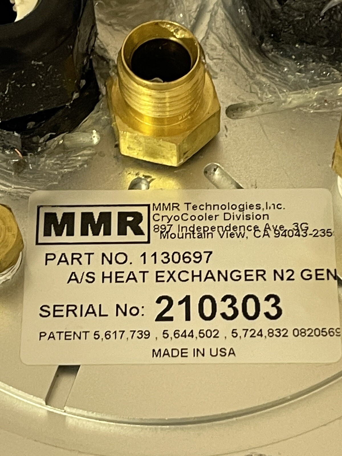 MMR TECHNOLOGIES 1130697 HEAT EXCHANGER N2 GEN THERMOS