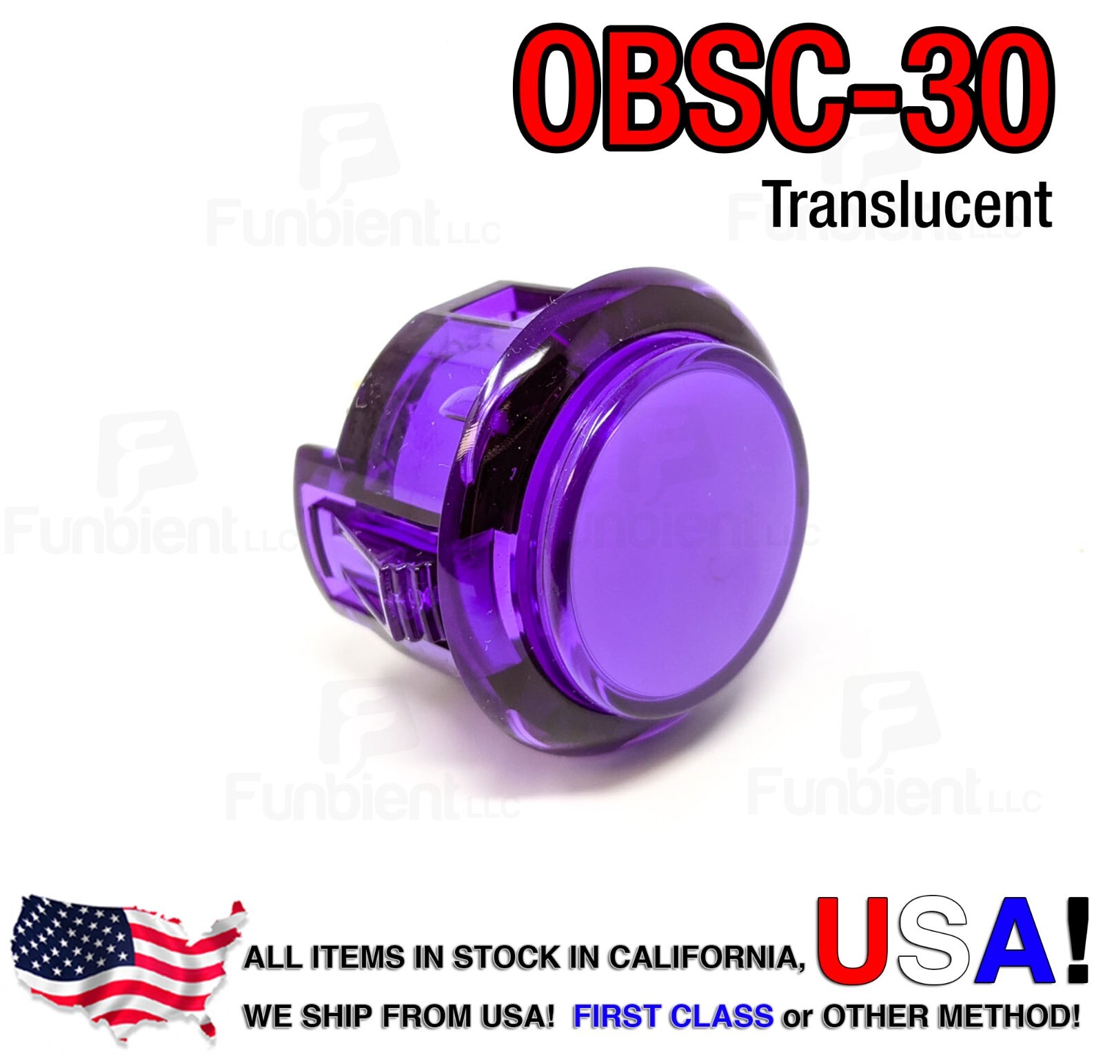 Sanwa Original OBSC-30 Violet (Purple) Translucent Push Button JAMMA