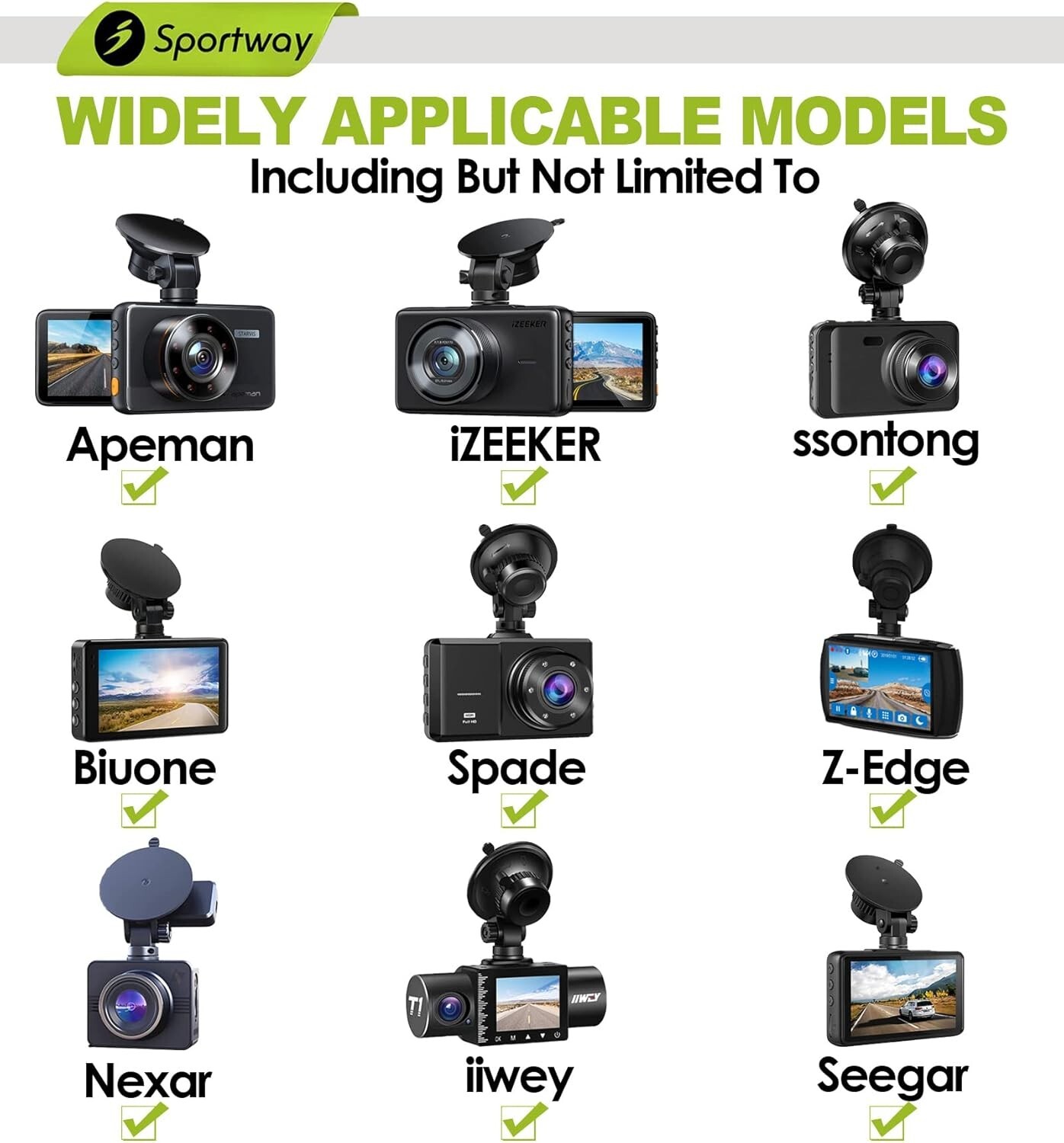 Suction Cup Dash Cam Mount ABS 4.33" 360° Rotation Secure Windshield Holder