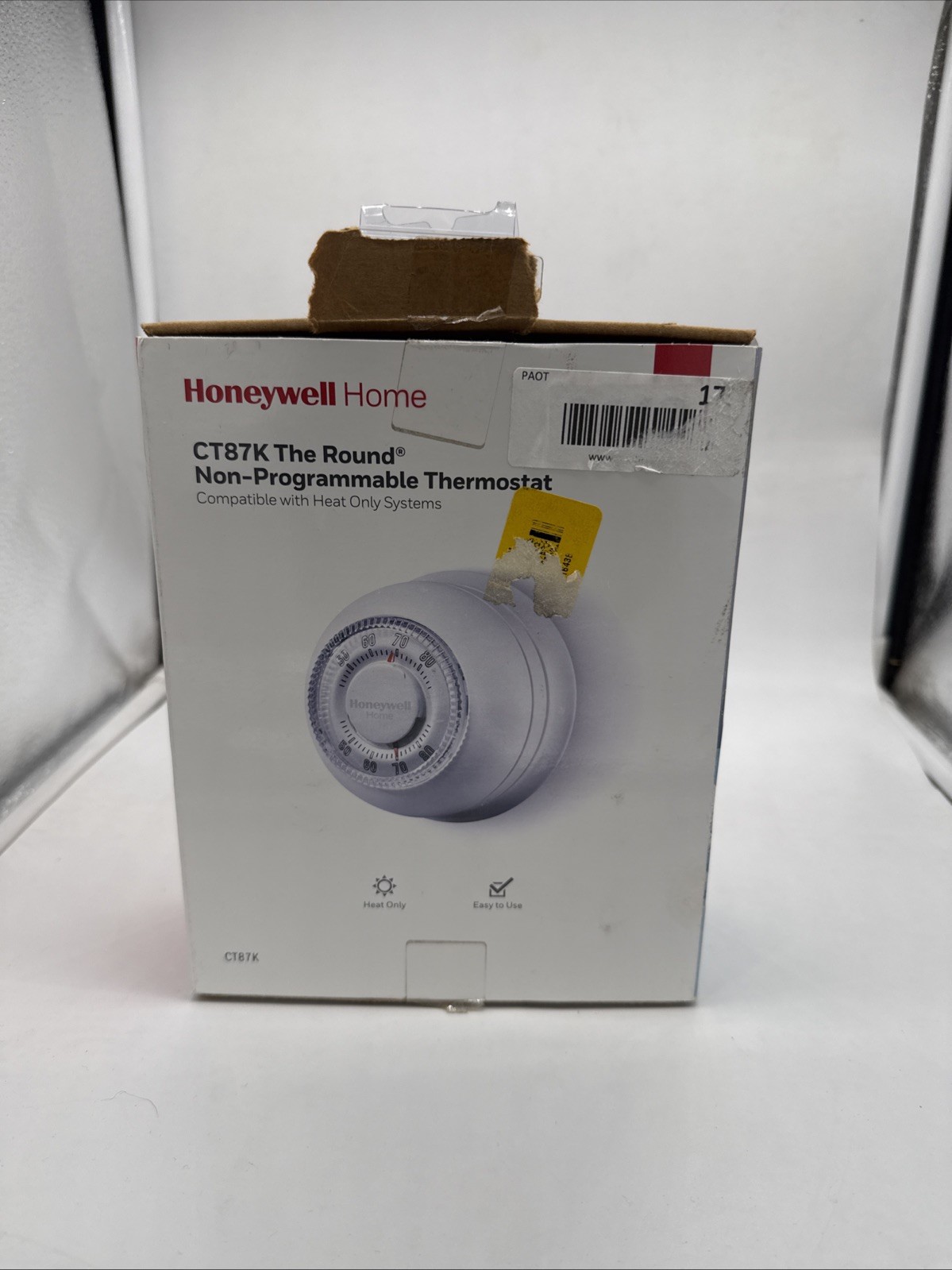 Honeywell Home CT87N Round Non-Programmable Heat-Only Manual Thermostat White