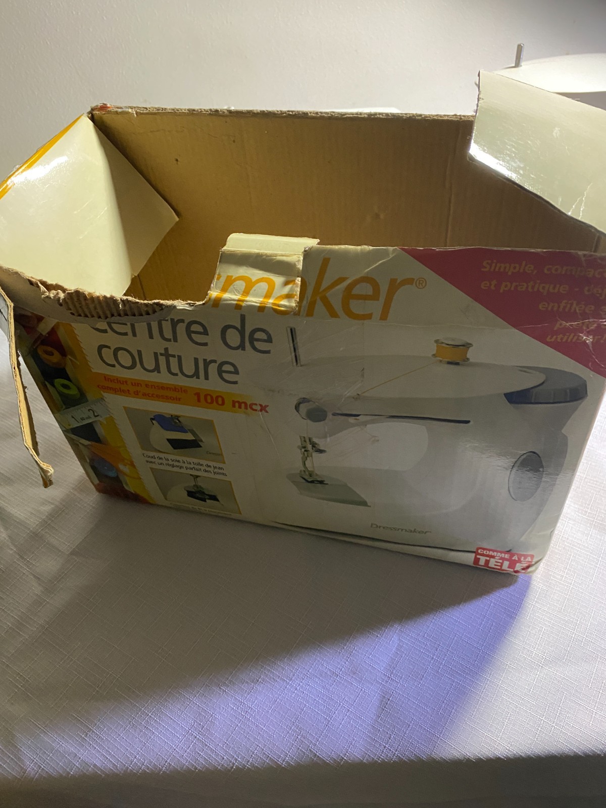 Dressmaker Sewing Center Model 998B Compact Portable Sewing Machine With Box