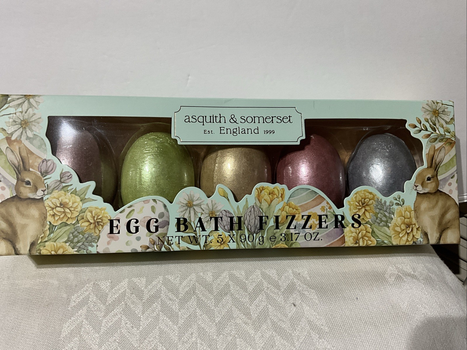 Asquith & Somerset Egg Bath Fizzers Set Of 5 New In Decorative Easter Spring Box