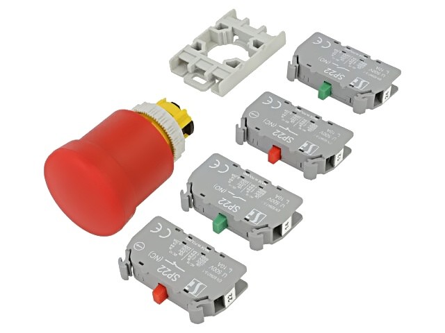 SP22-BN-22 Switch: Pressure 22mm Rod.Pos: 2 NC x2 + NO x2 Red Missing IP65 SP...