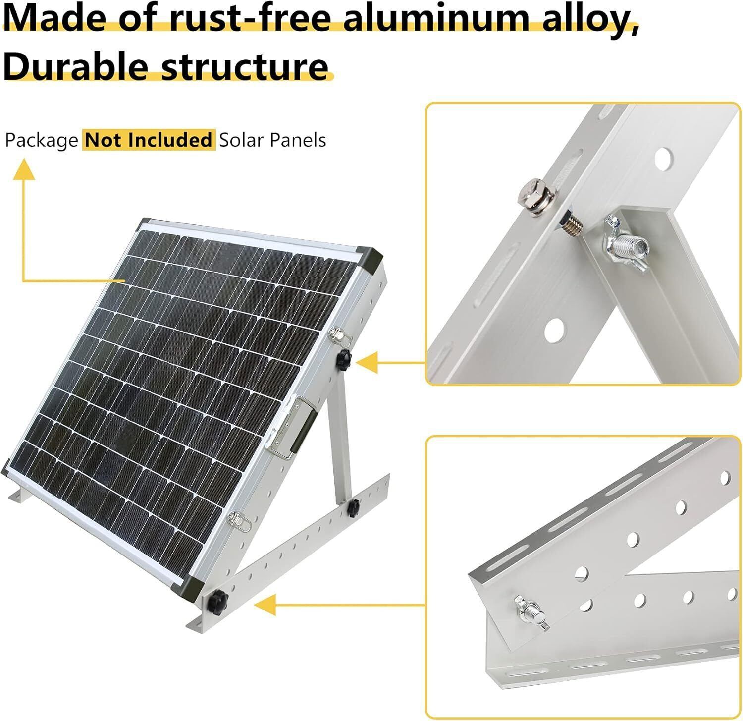 4PCS Solar Panel RV Tilt Mount Brackets Rooftop Flat Surface Adjustable Frame US