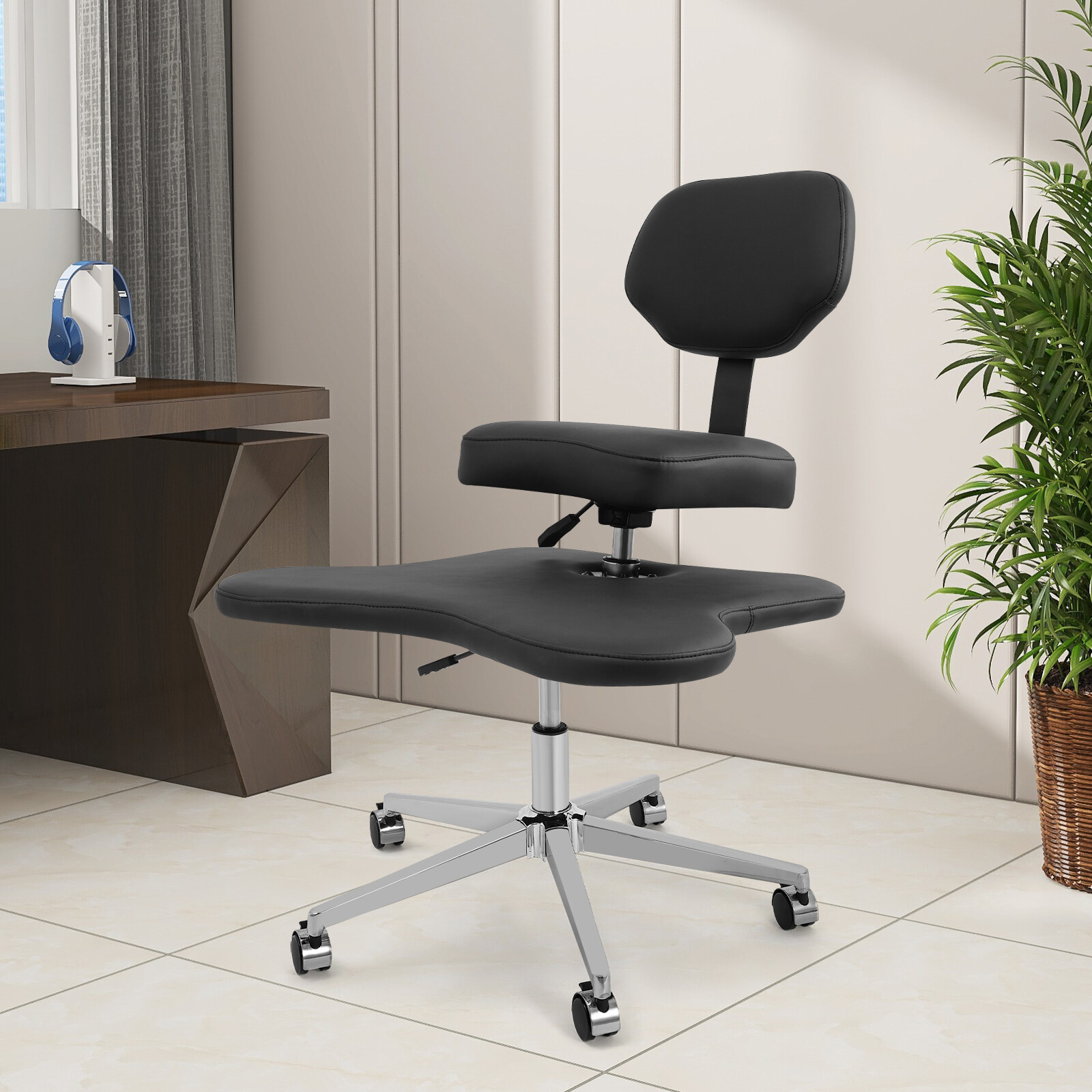 Cross Legged Office Chair, Criss Cross Chair with Wheels, Meditation Chair