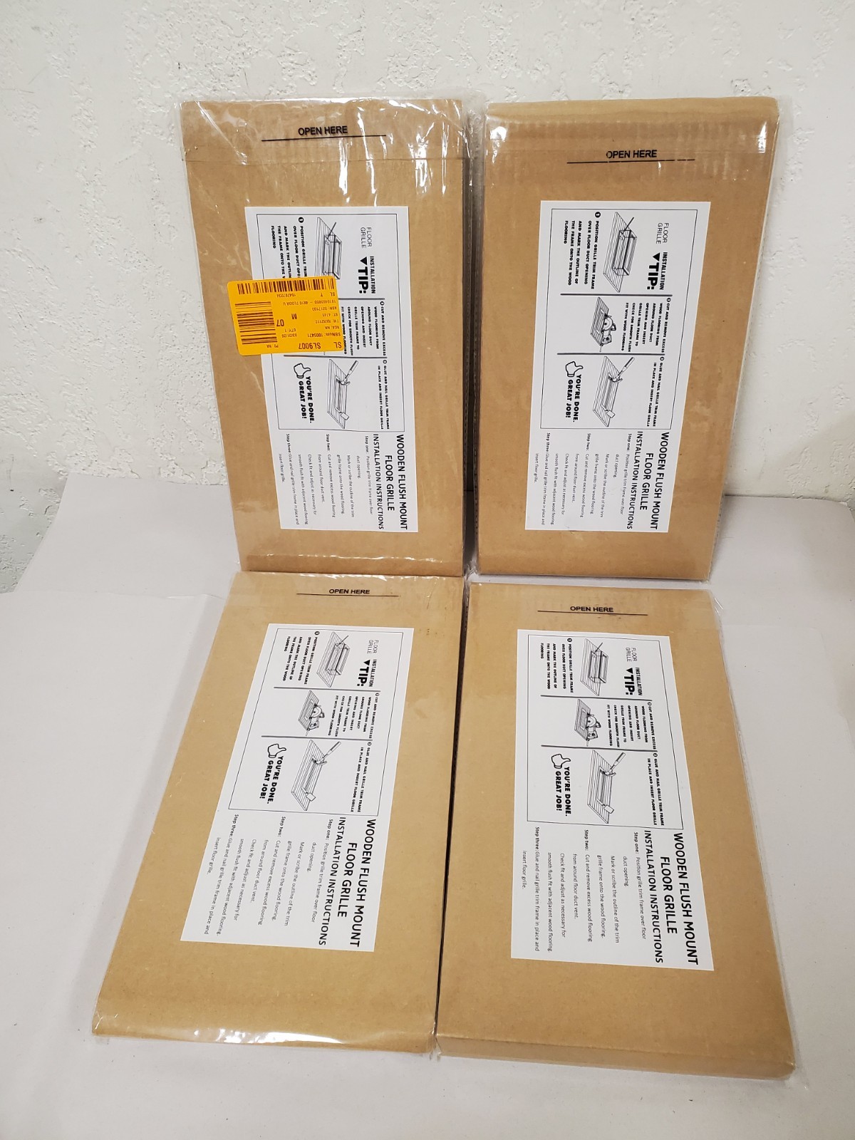 LOT OF 4 Hampton Bay 4 in. x 10 in. Oak Wood Flush Mount Grilles Unfinished Oak