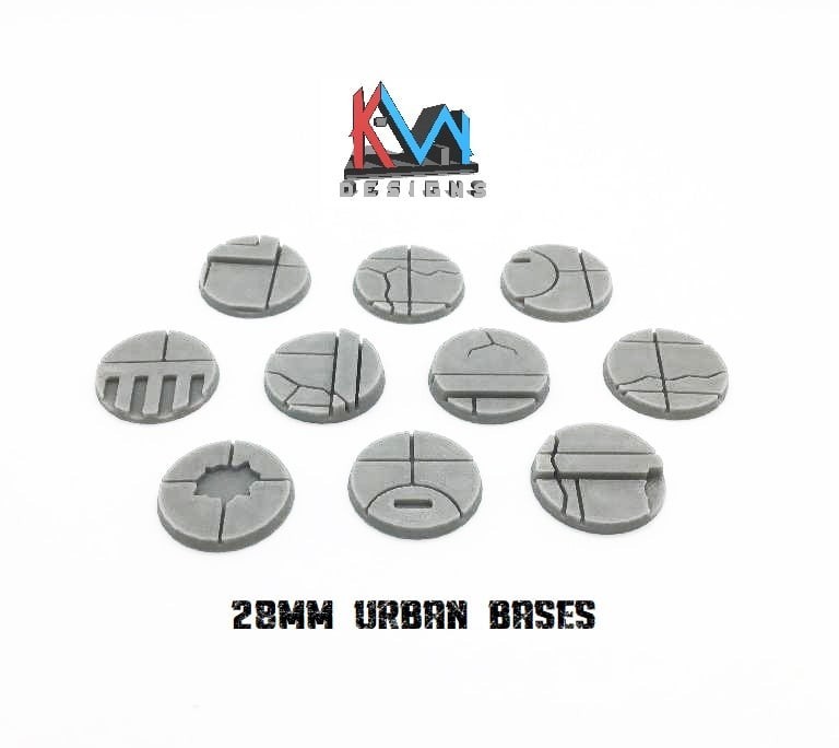 3D Printed - 28mm Scenic Urban City Street Bases - Set of 10 Bases