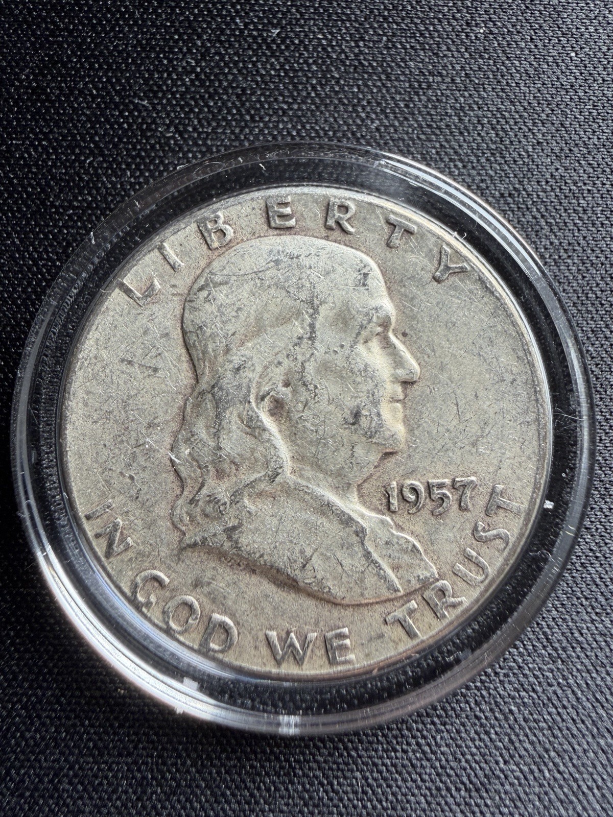 1957 50C Franklin 90% Silver Half Dollar Philadelphia Tested USA Vintage Coin
