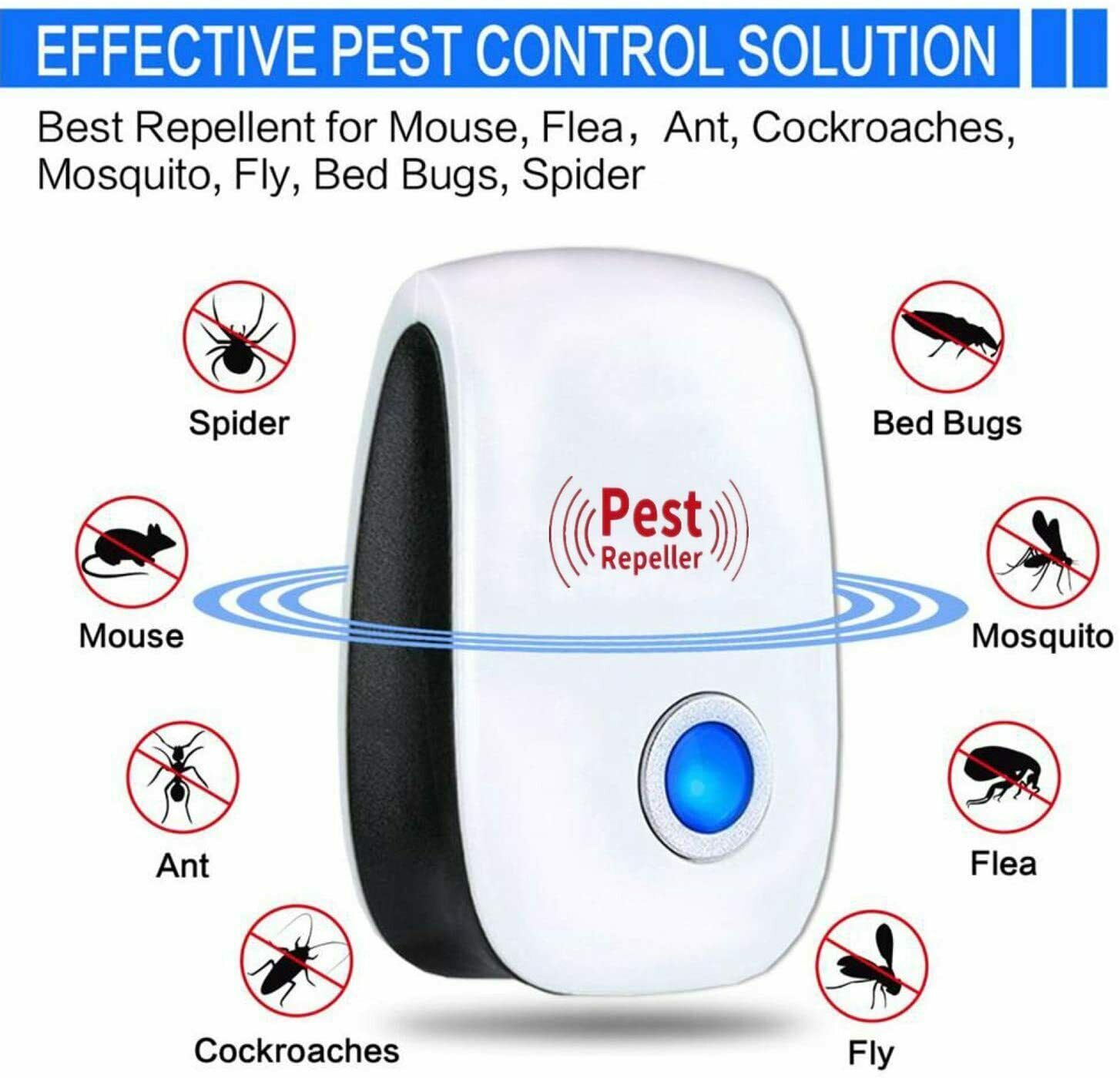 3 x Electronic Pest Reject Control Ultrasonic Repeller Home Bug Rat Spider Roach