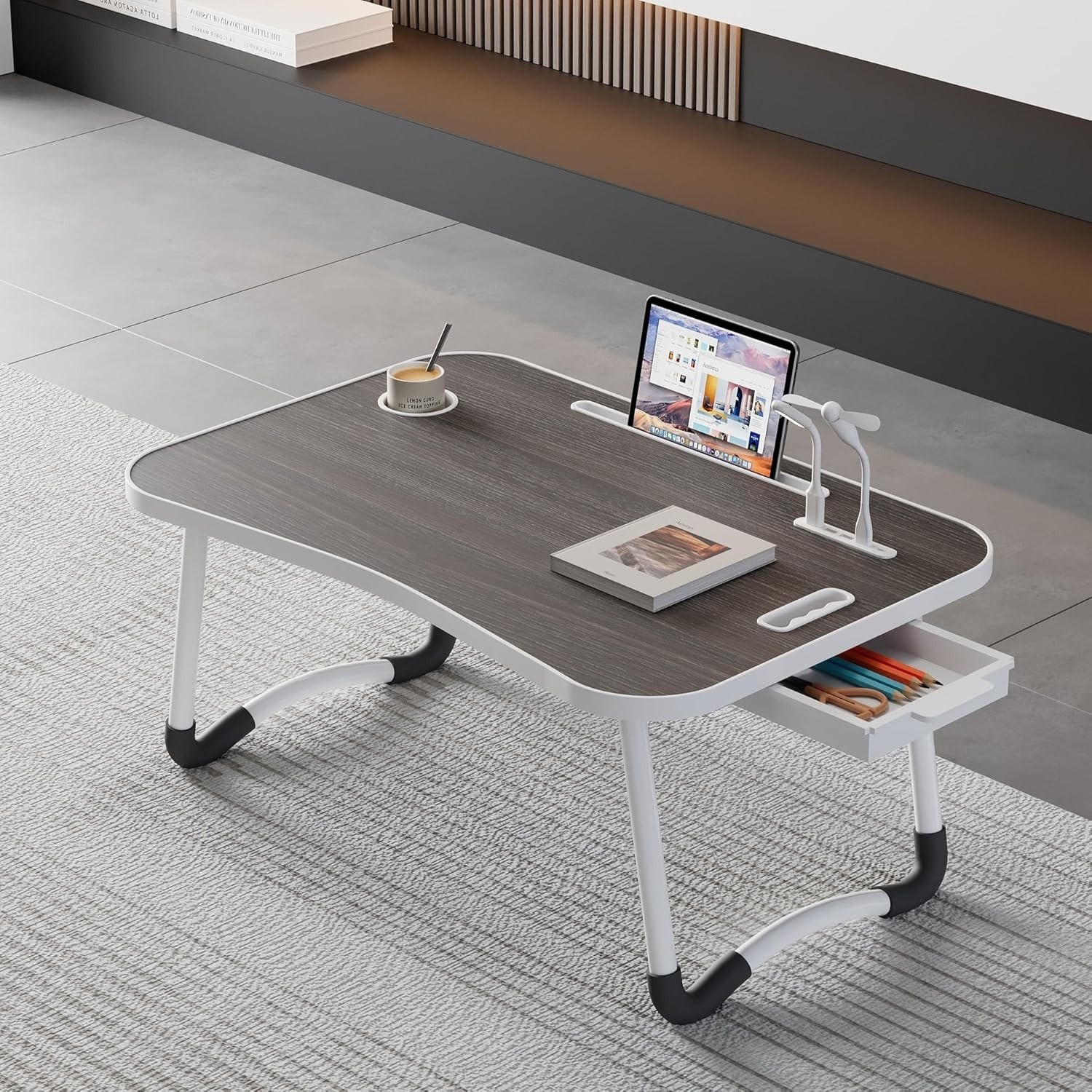 Laptop Bed Desk Foldable Portable Laptop Table Breakfast Tray Stand Stable