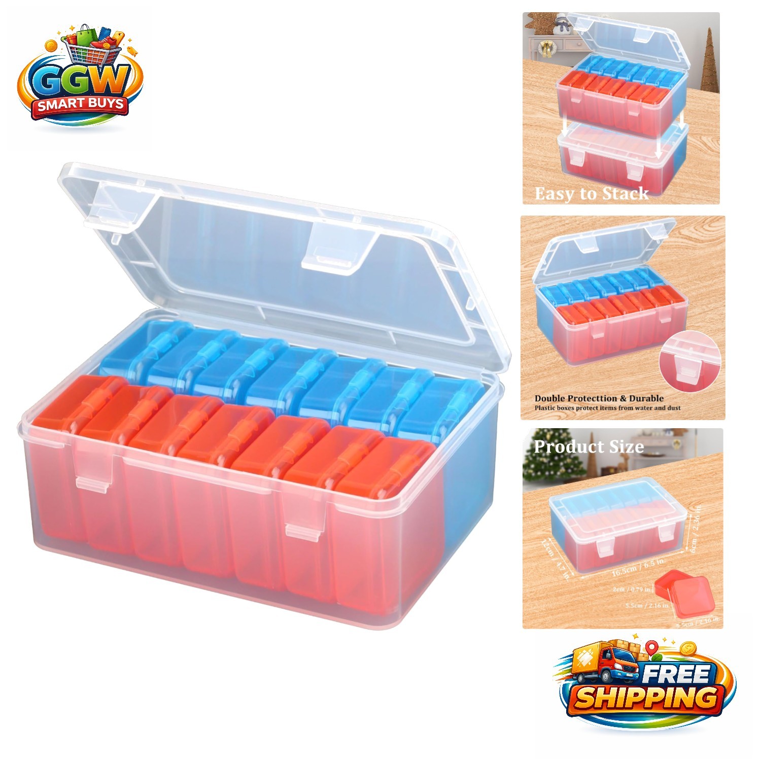 Organize with Style: Mini 15-Piece Bead Storage Set - Clear Plastic Containers