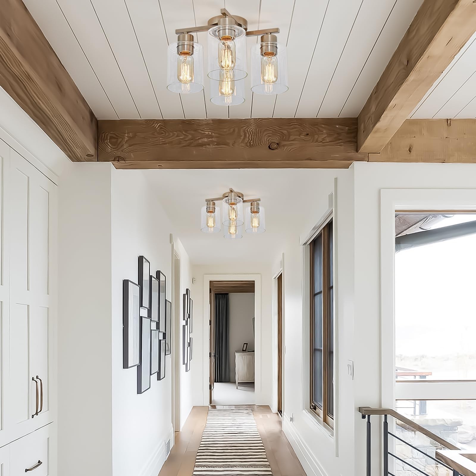 Semi Flush Mount Ceiling Light Kitchen Lighting Fixtures Ceiling Brushed Nick...