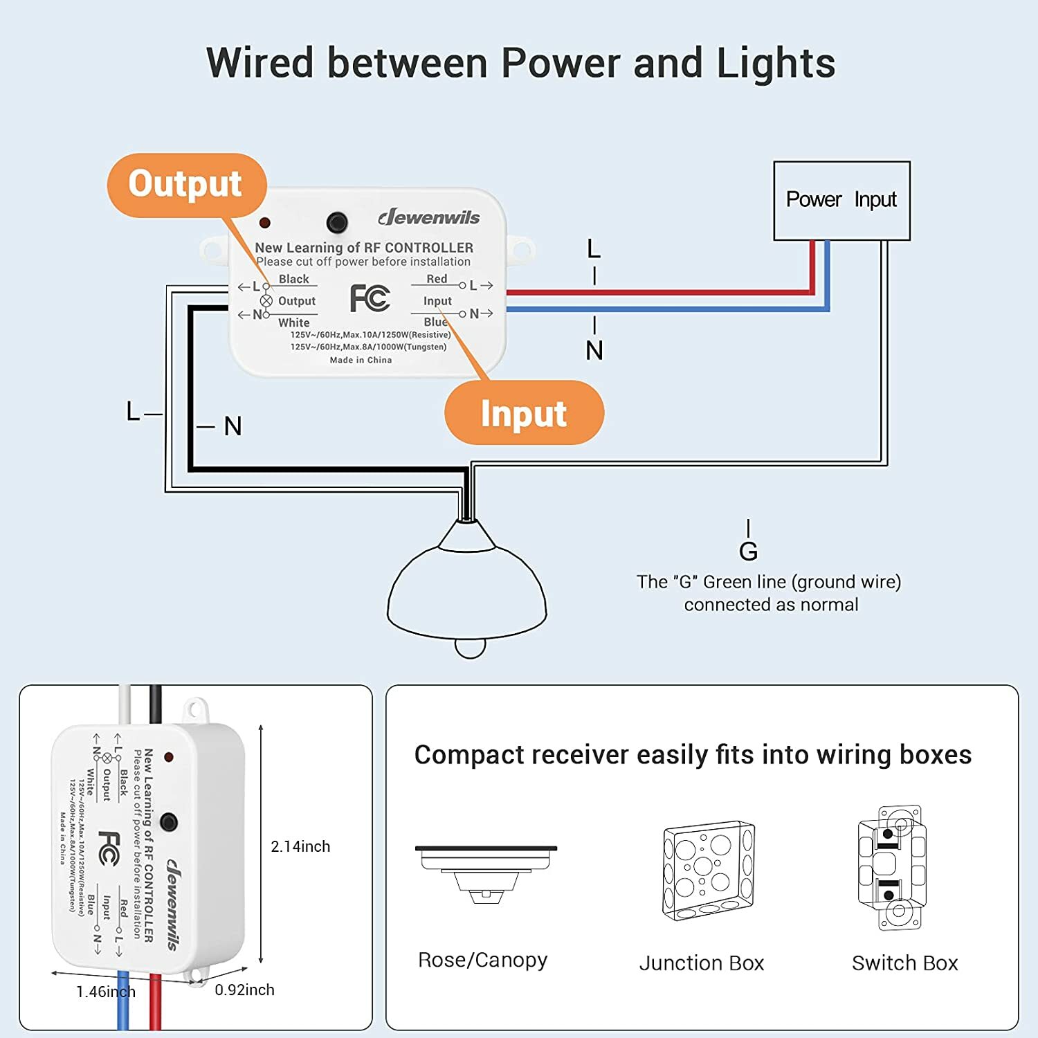 DEWENWILS Wireless Wall Light Switch and Receiver Kit 100 Ft RF Range