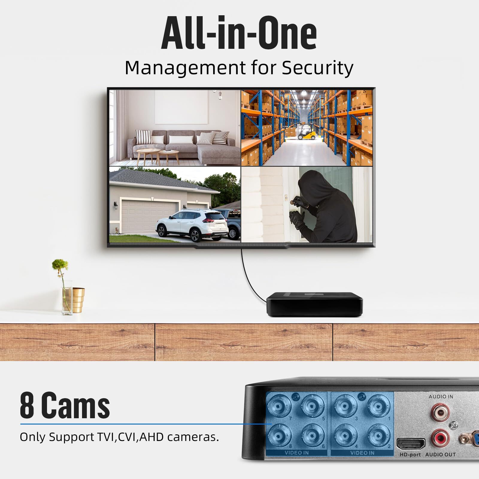 KERUI 5MP Lite 8CH DVR 5in1 Video Recorder DVR for Smart Security Camera System