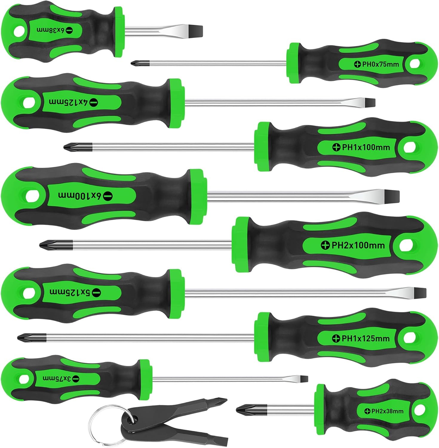 10-Piece Magnetic Screwdrivers Set, 5 Phillips and 5 Slotted Tips Professional C