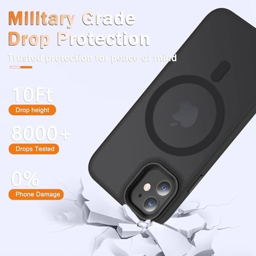 for iPhone 12 Case, 12 Pro with 1 Screen Protector, Matte Black