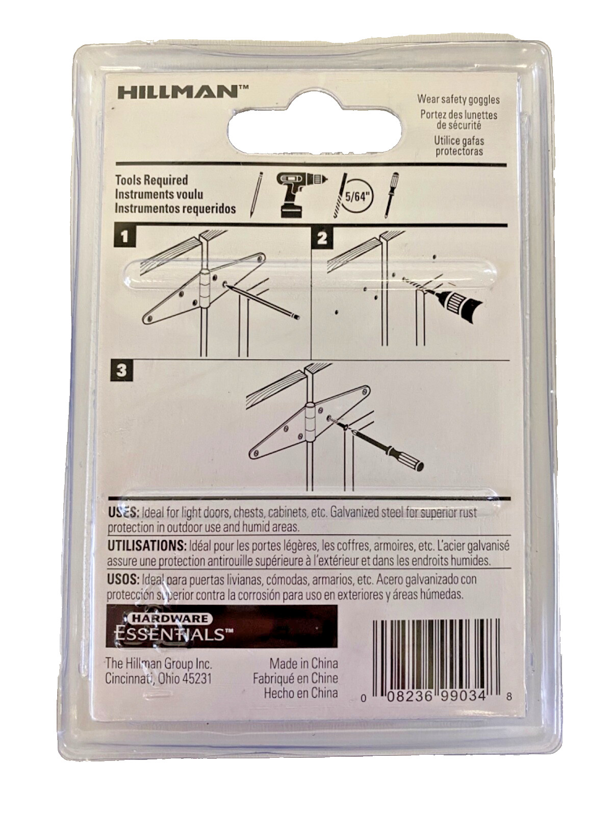 Hillman Weathermax Light Strap Hinges Galvanized 852862 3" 2PC Hardware