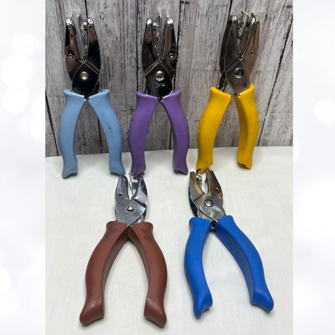 Fiskars Handheld Slot Circle Butterfly Punches Paper Punch Lot of 5