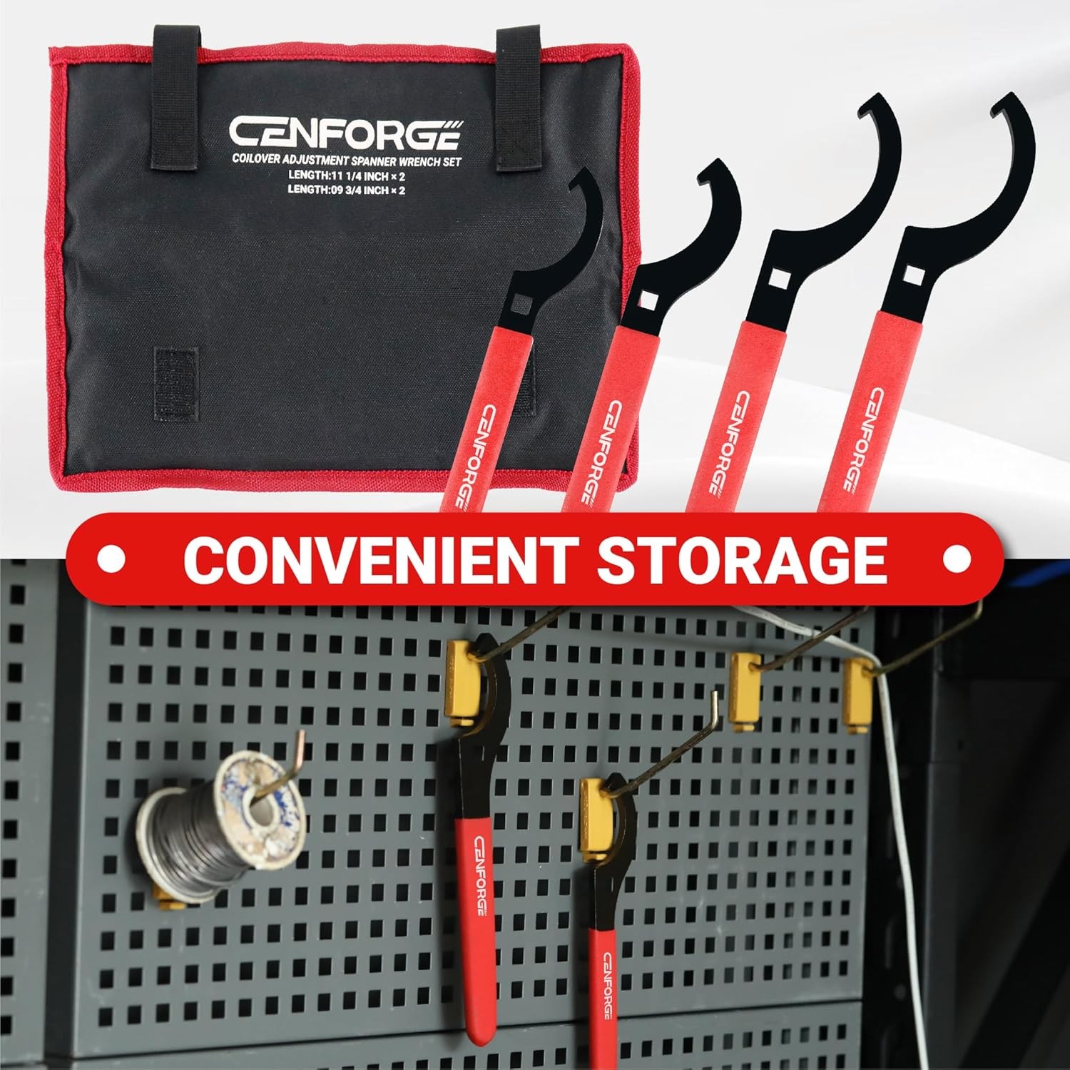Cenfoge Universal Coilover Adjustment Spanner Wrench Set, 4-PC. Tool Kit for Sus