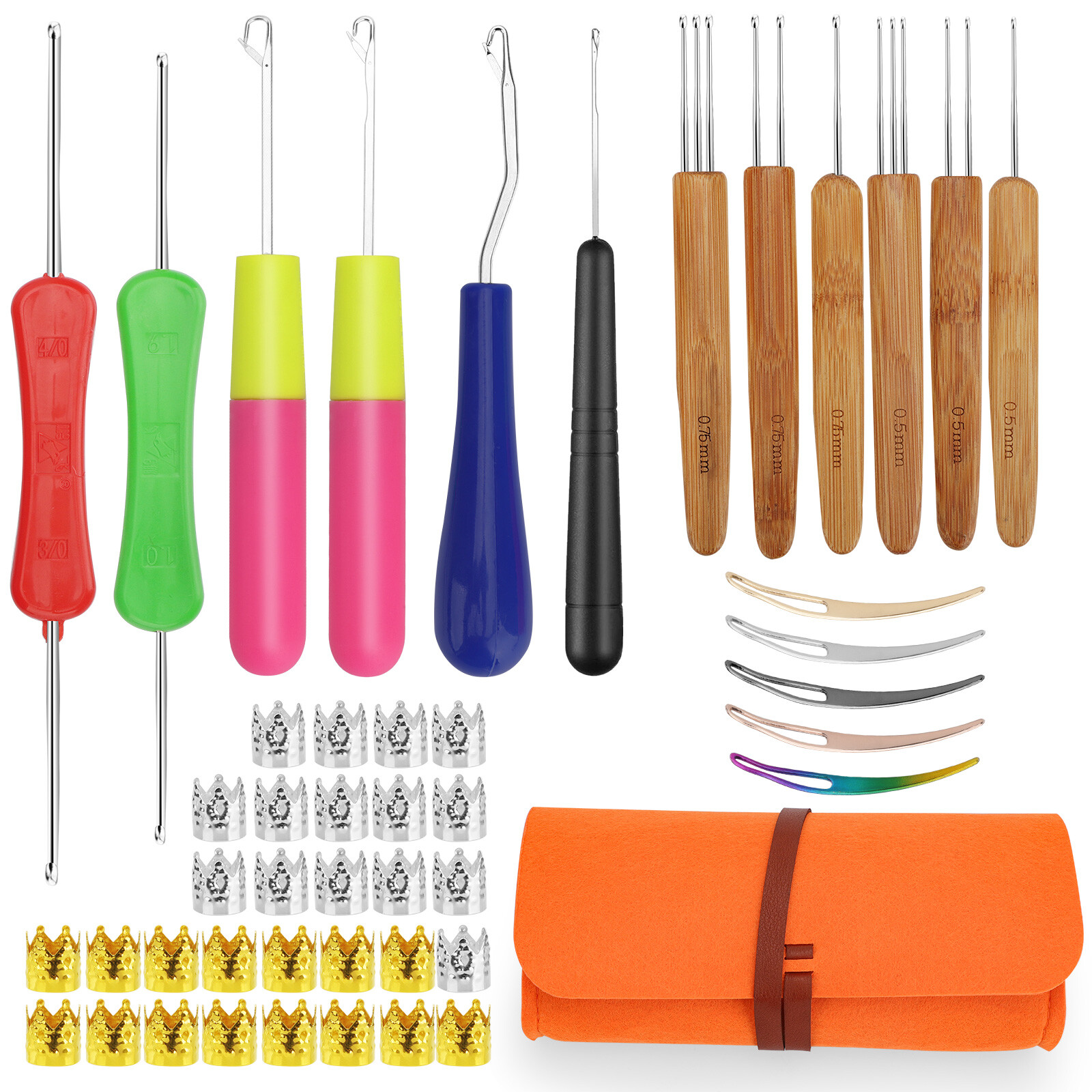 48 Pcs Dreadlock Crochet Hook Tool for Hair Braiding with Storage Bag