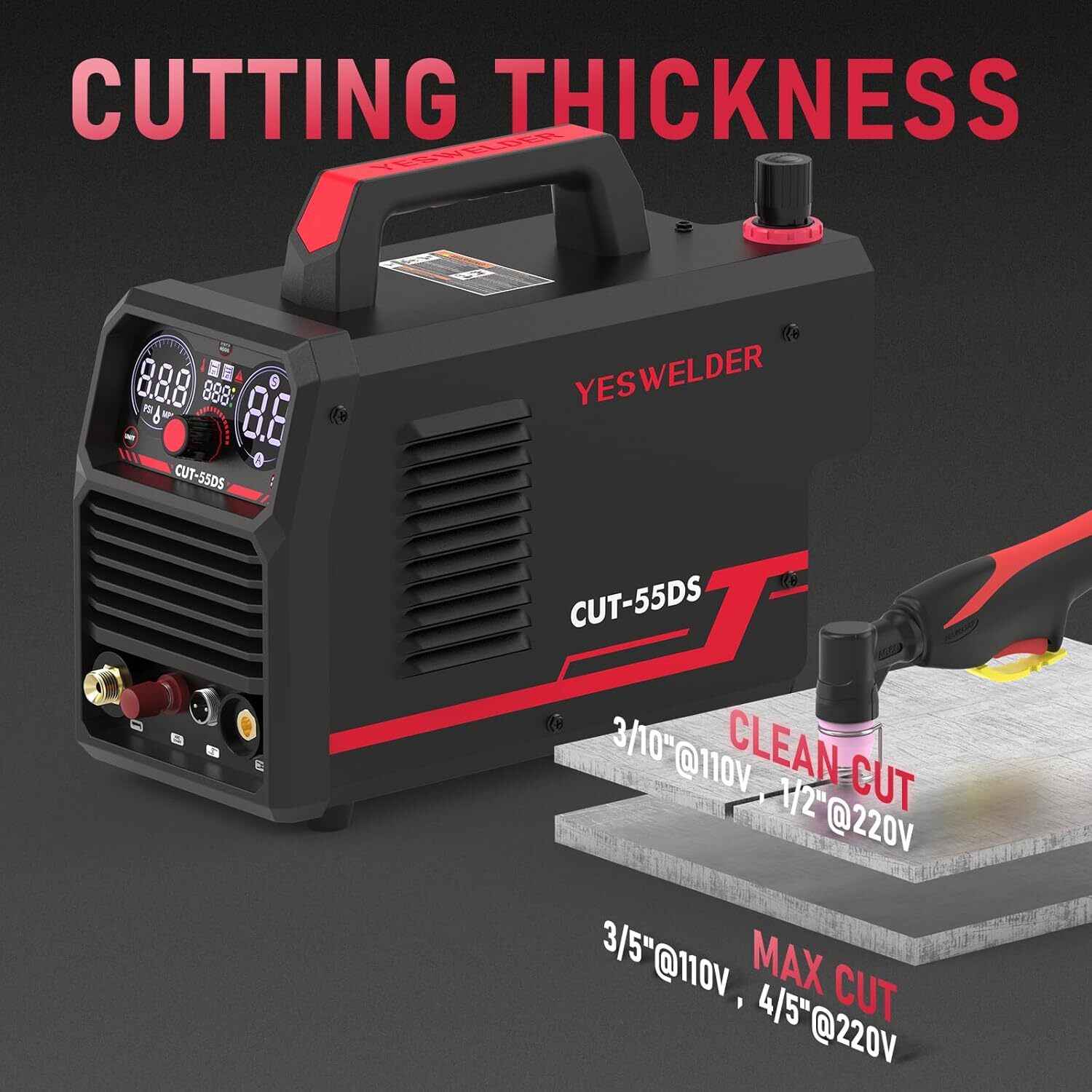 55Amp Non-Touch Pilot Arc Air Power 110/220V Plasma Cutting Machine.