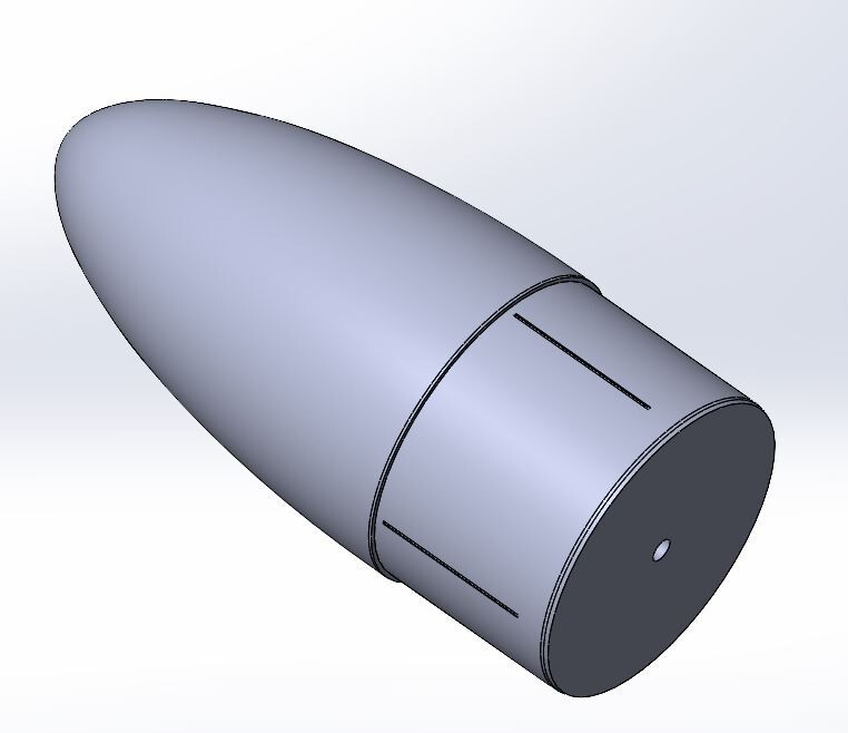 Big Bertha style Nosecone for LOC 5.38" Body Tube Flying Model Rocket