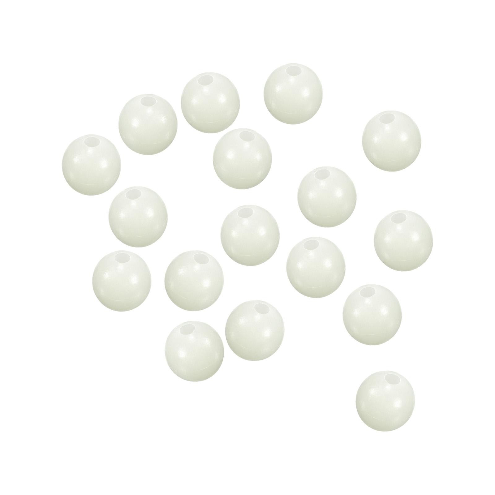 200Pcs 8mm Dia Round Soft Plastic Glow Fishing Beads Tackle Tool, White
