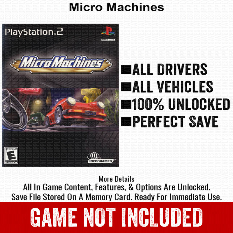 Micro Machines 100% PS2 Memory Card All CHEATS ITEMS