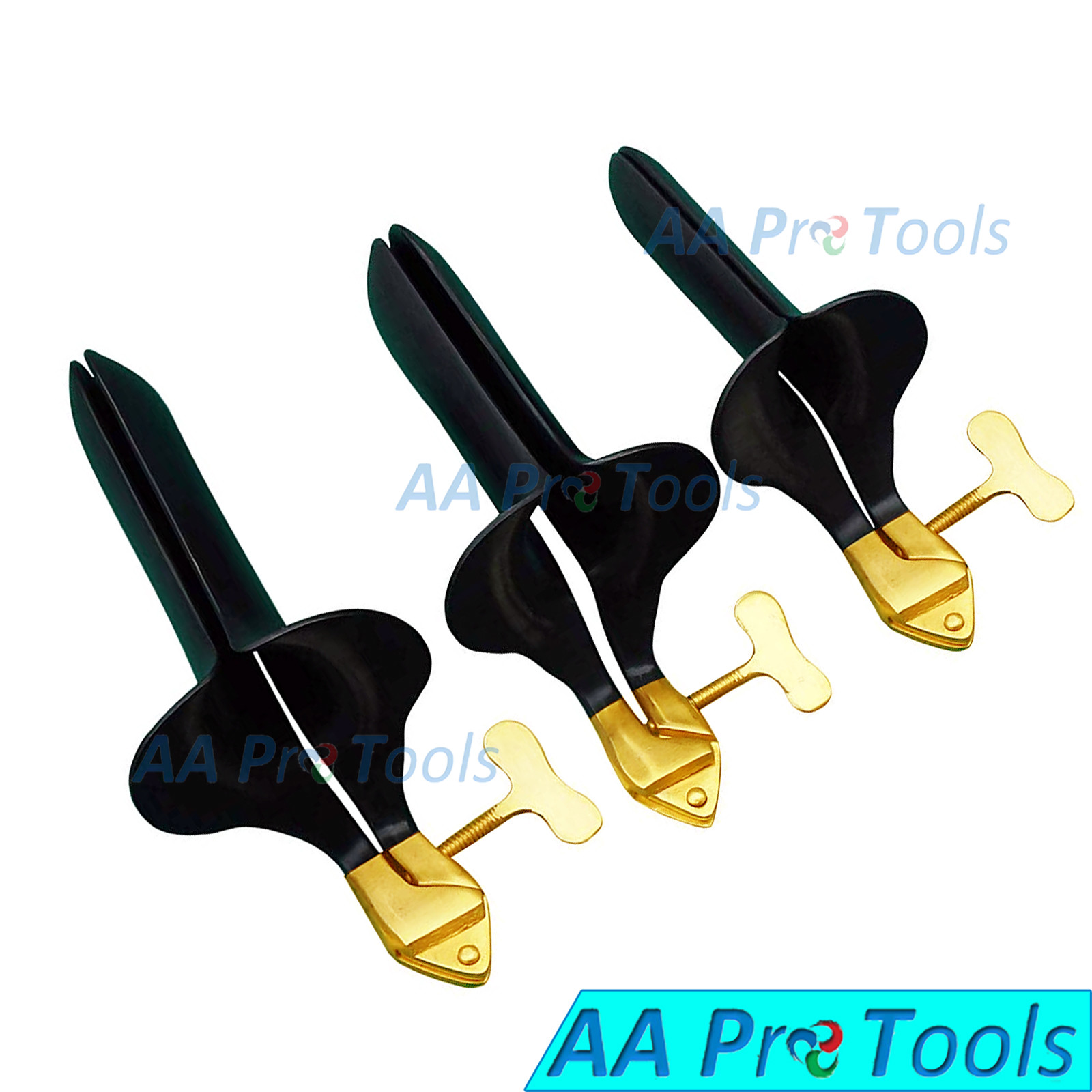 3 Black Coated Collin Vaginal Speculum Small, Medium & Large OB/Gynecology S,M,L
