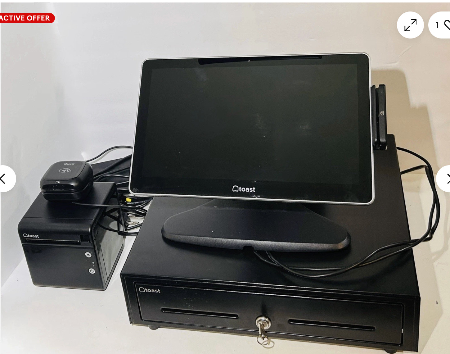 Toast POS System Screen + Cash Drawer + Attached Card Tap Reader + T Printer