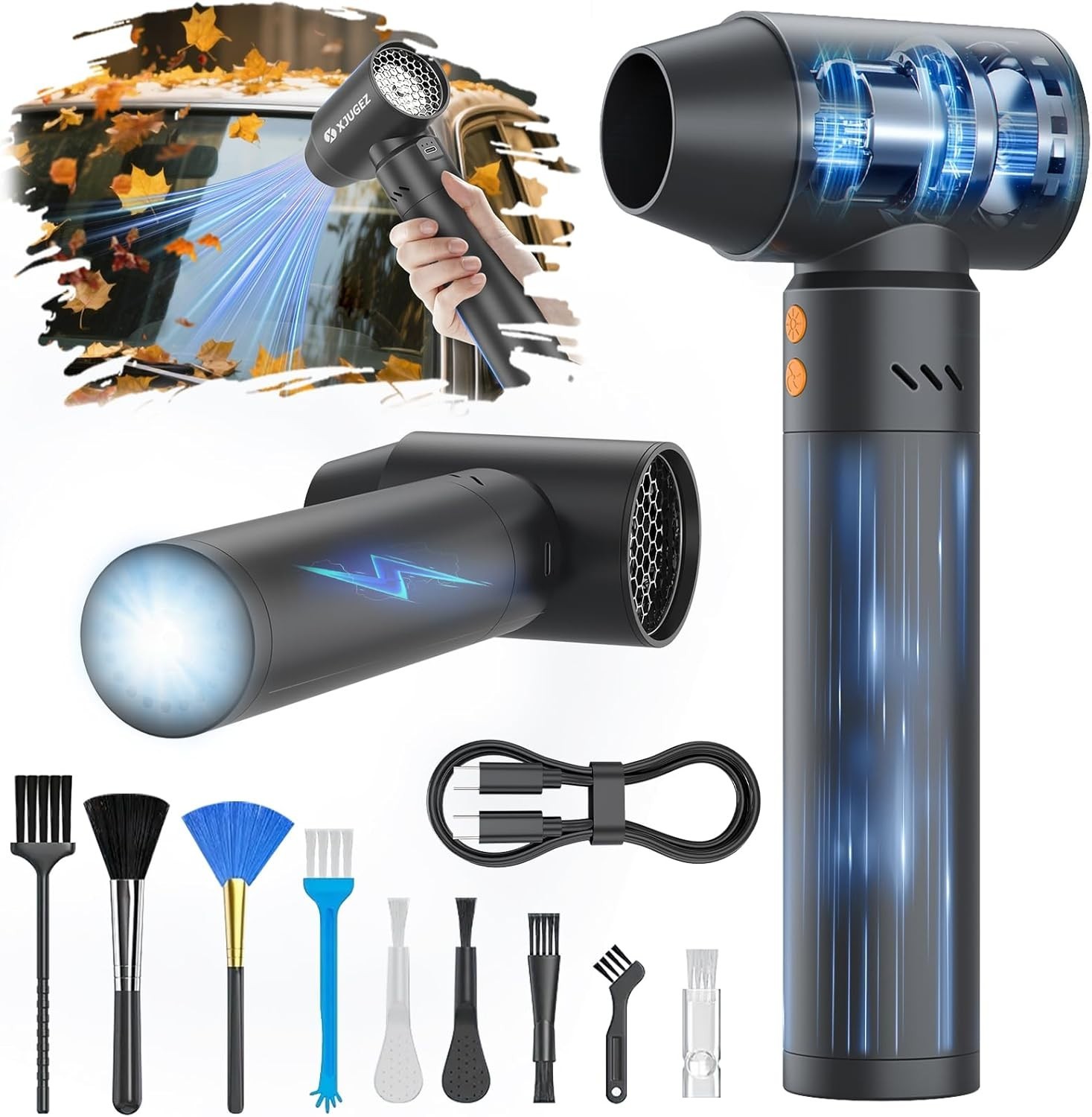 COMPRESSED AIR DUSTER 180000RPM CORDLESS TURBO FAN 4-SPEED VACUUM PC CAR CAMPING