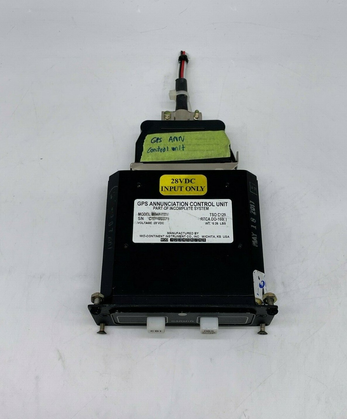 Mid-Continent GPS Annunciation Control Unit for Garmin GPS 28V