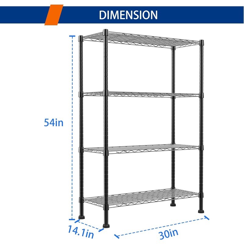 4-Wire Shelving Metal Storage Rack Adjustable Shelves,Standing Storage Shelf