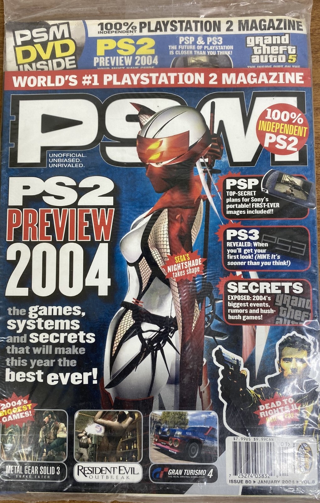 PSM Magazine January 2004 Issue - PS2 Preview 2004, Metal Gear Solid 3, Resident