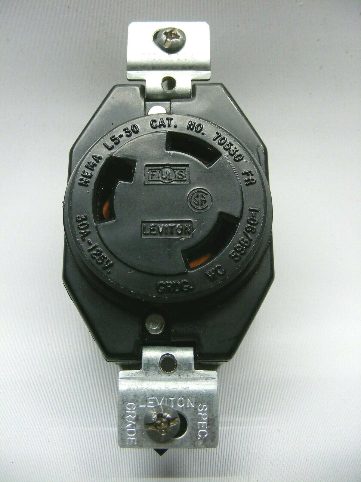 Leviton 70530-FR Locking Receptacle NEMA  2P 3 Cable Black 30 Amp 125 Volt
