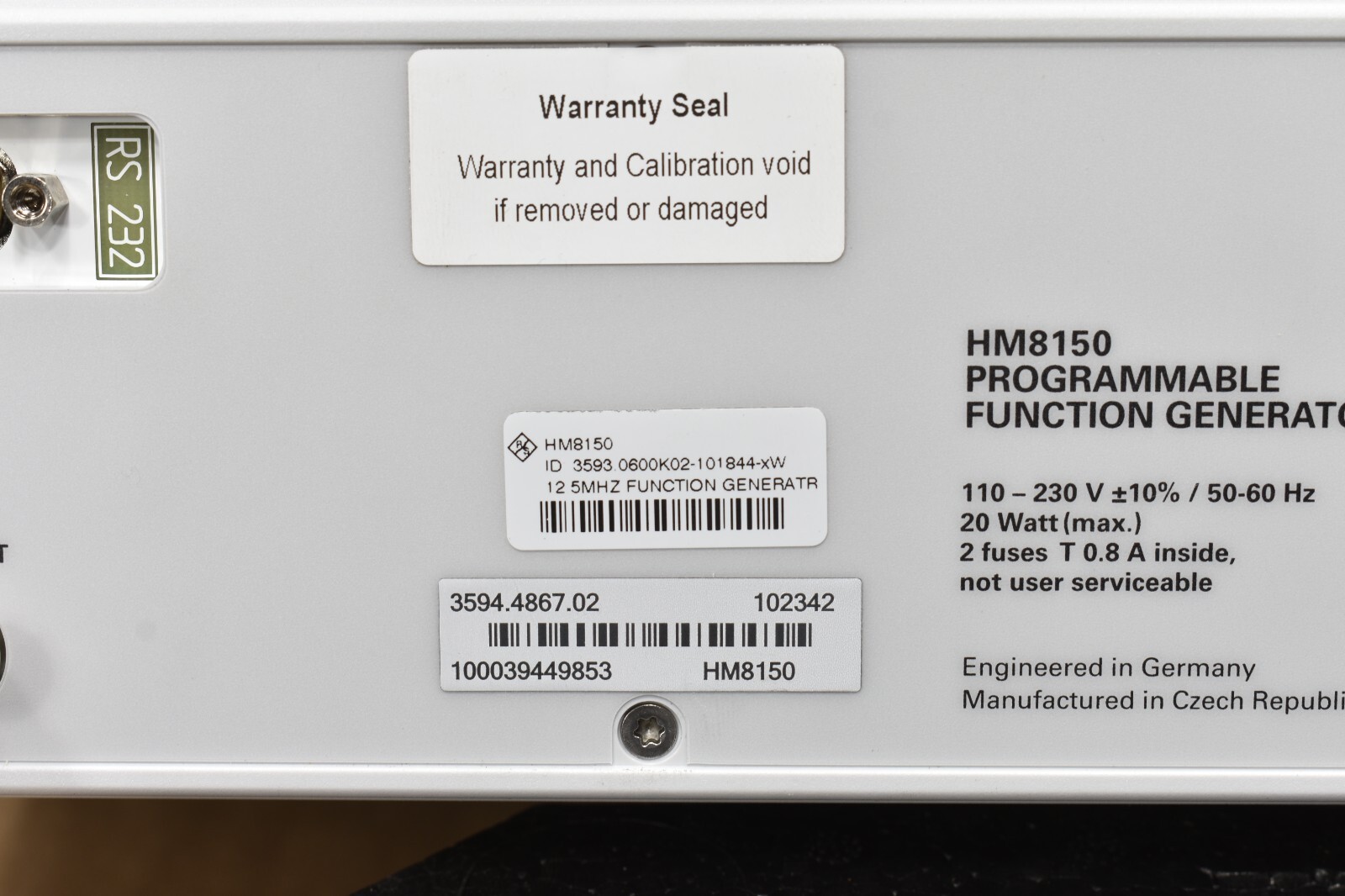 Rohde Schwarz R&S HAMEG HM8150 12.5Mhz Arbitrary Function Generator