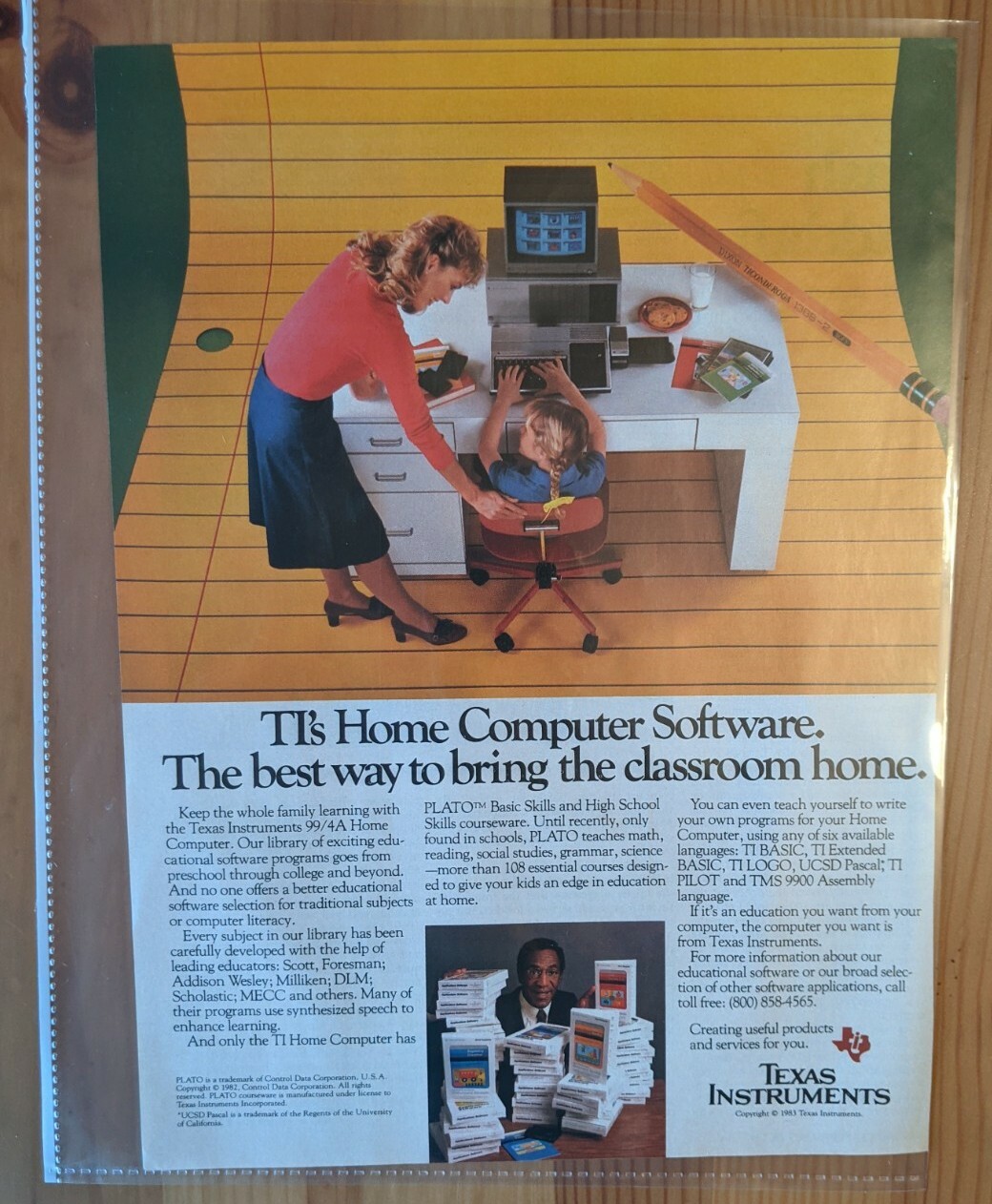 Vintage 1983 Texas Instruments Magazine Advertisement Protective Cover
