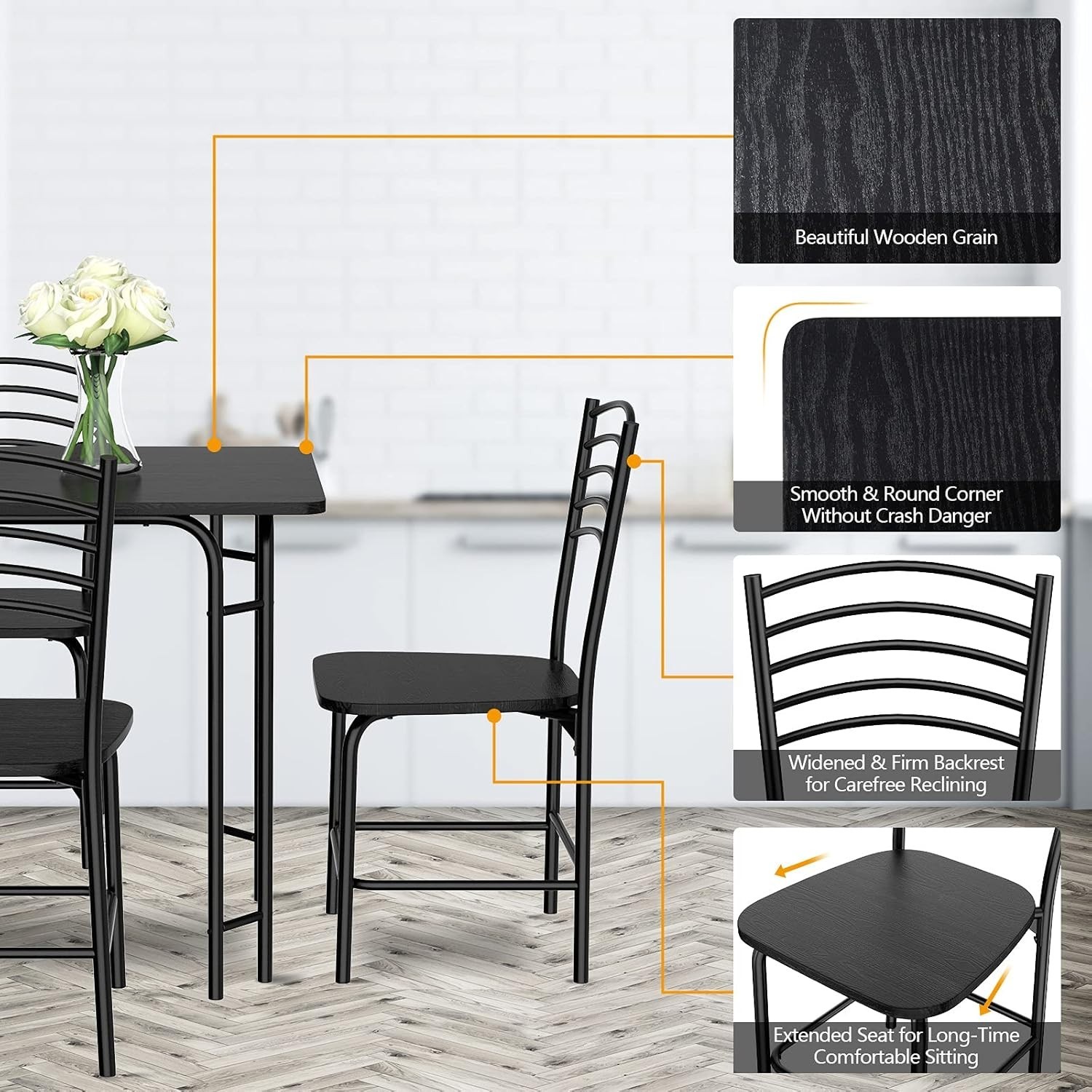 Dining Table Set for 4 Kitchen Table and Chairs Set of 4 Kitch