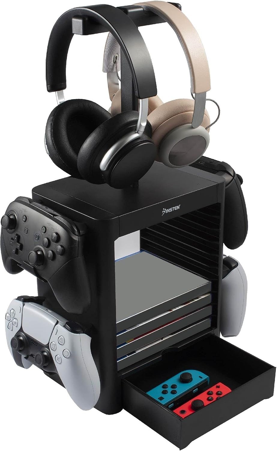 Insten Video Game Storage Tower Stand PS5 PS4 Xbox Series X/S One Switch