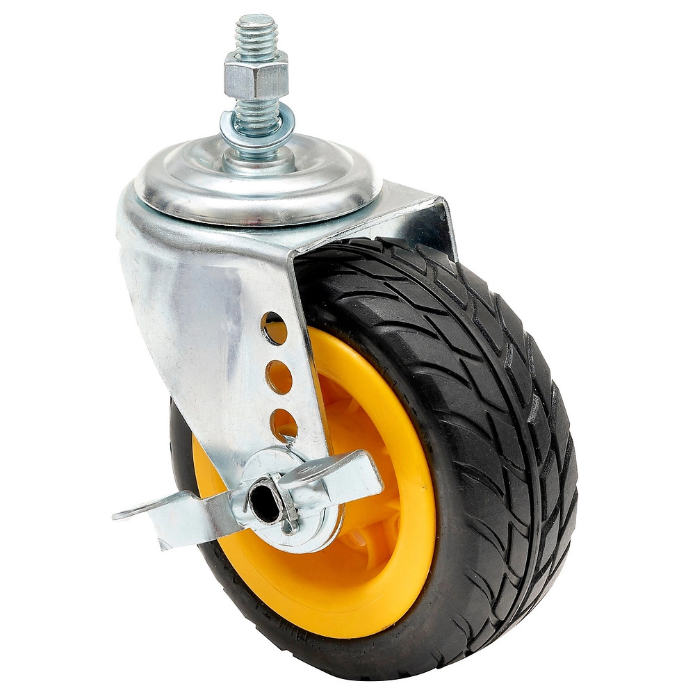 Rock N Roller 5x2in. Ground Glider Wide Caster wBrake For R8, R10 Carts 2Pack