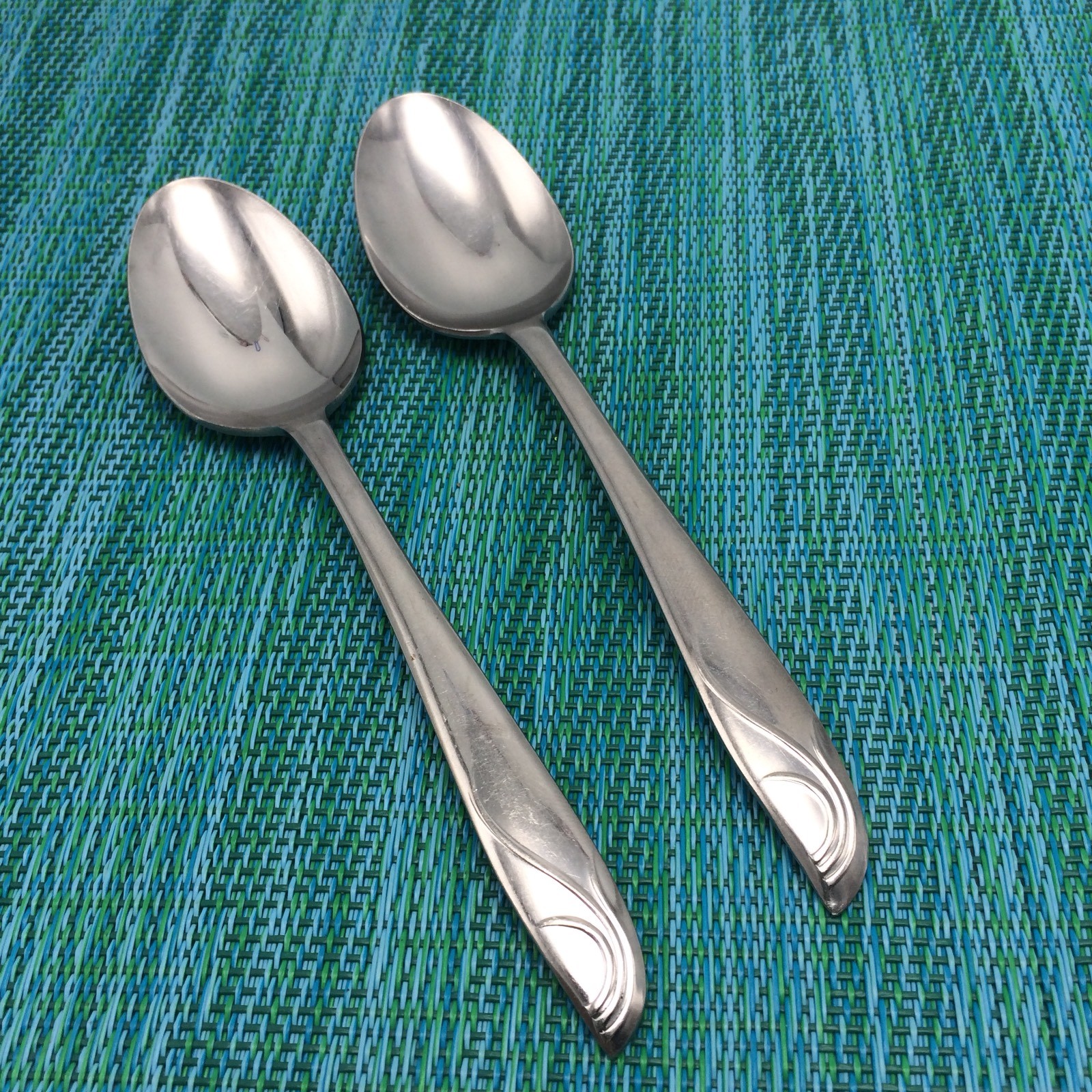 2 Vintage NSCO Teaspoons FINALE National Stainless N S Co Flatware Spoons Japan