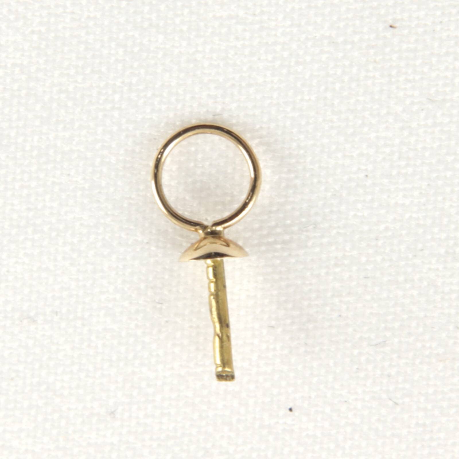 14K Solid Yellow Gold Eye-Pin 4.5mm Ring with Plain Pad