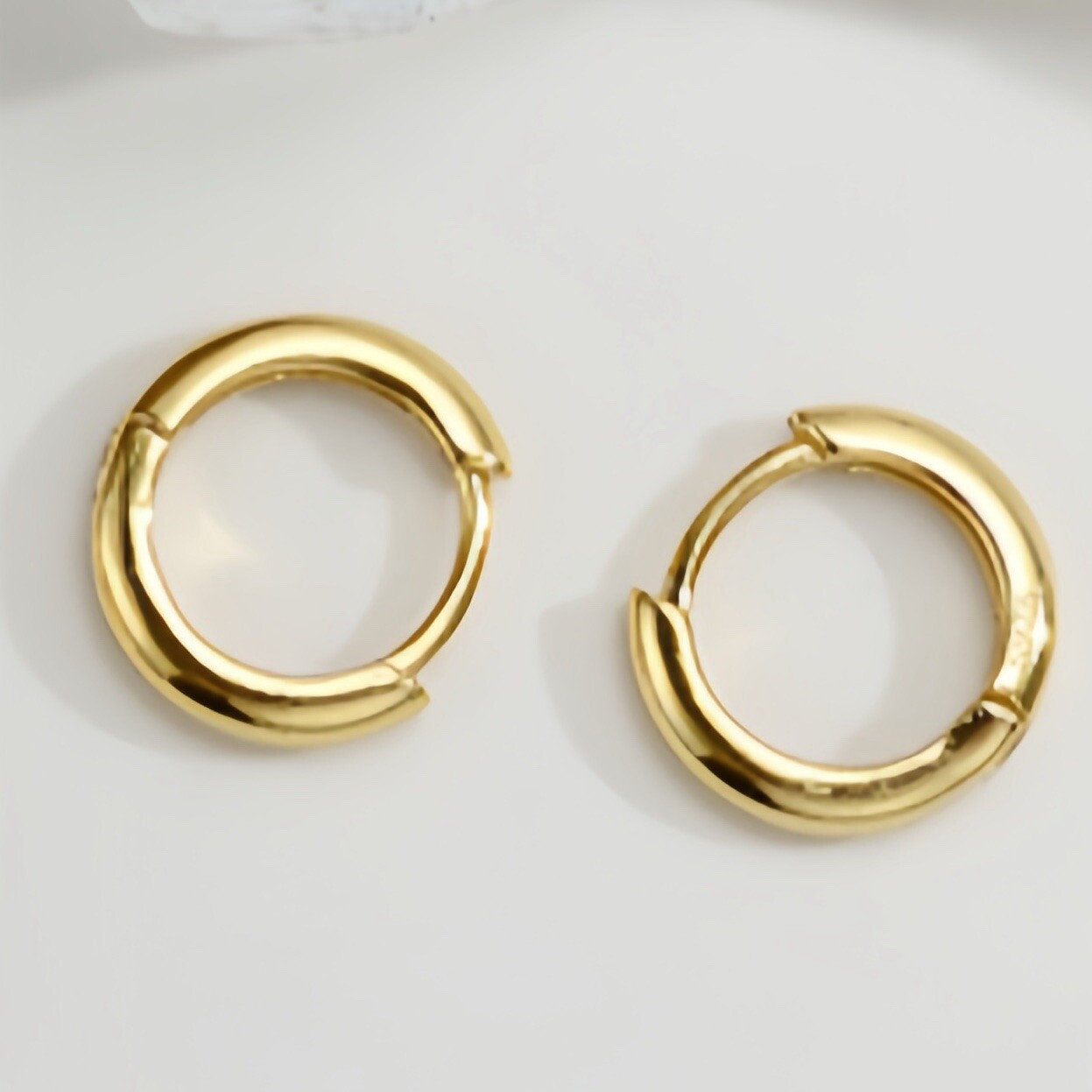 Mini Huggies Gold Silver Earrings 14K Solid S925 Hoop Man Women Kids 8mm Small