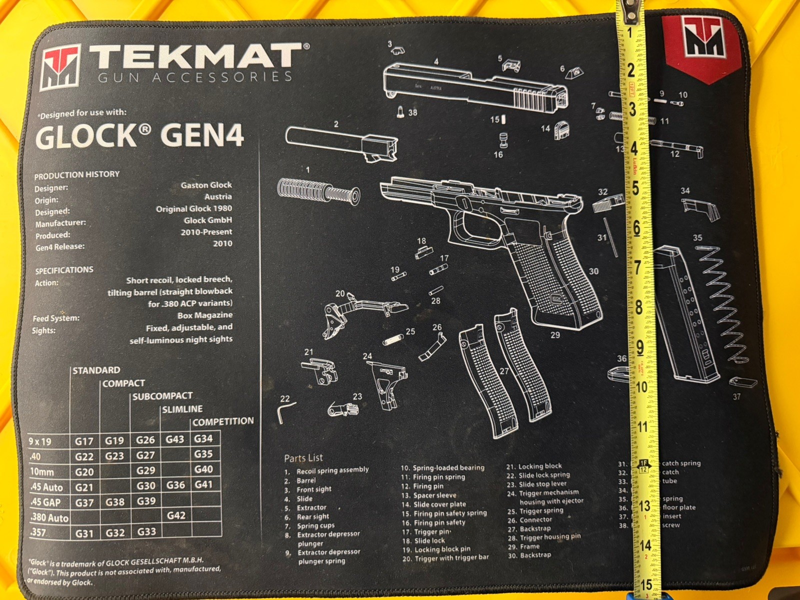 TekMat Original Gun Cleaning Mat - 19" X 15" - Glock Gen 4