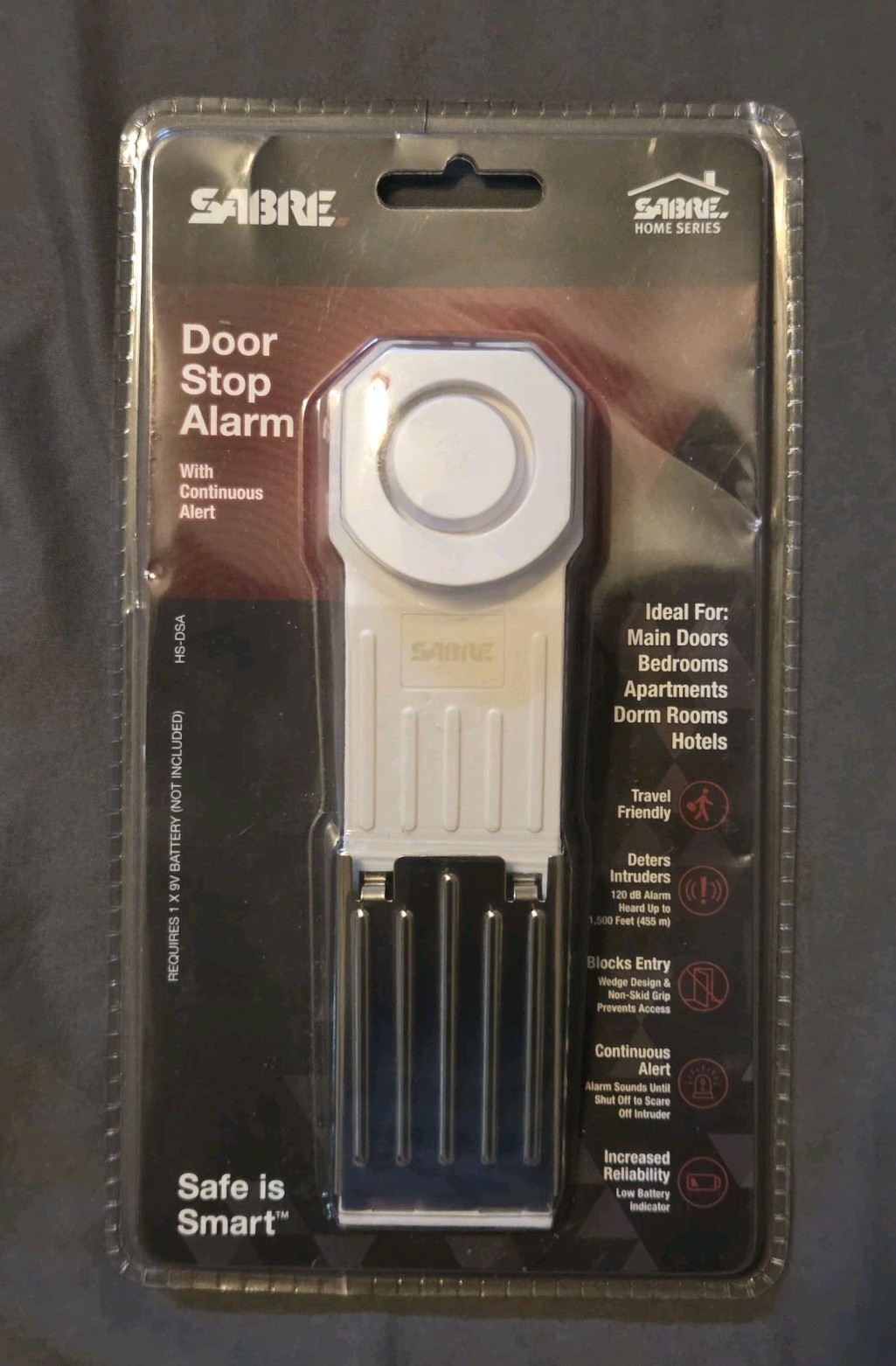 Sabre Door Stop Alarm Wedge For Hotel, Dorm, Apartment And More